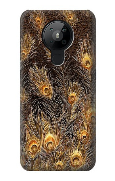 S3691 Gold Peacock Feather Case Cover Custodia per Nokia 5.3