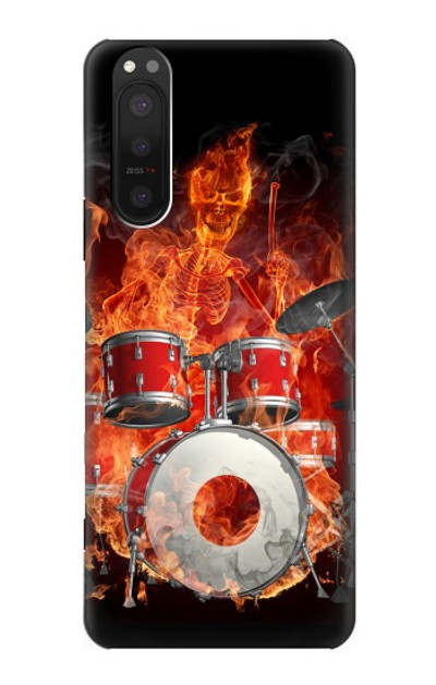 S1431 Skull Drum Fire Rock Case Cover Custodia per Sony Xperia 5 II
