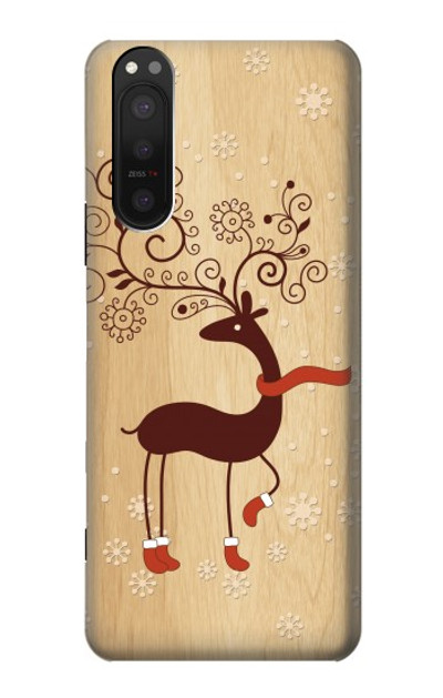 S3081 Wooden Raindeer Graphic Printed Case Cover Custodia per Sony Xperia 5 II