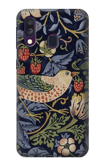 S3791 William Morris Strawberry Thief Fabric Case Cover Custodia per Samsung Galaxy A40