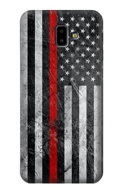 S3687 Firefighter Thin Red Line American Flag Case Cover Custodia per Samsung Galaxy J6+ (2018), J6 Plus (2018)