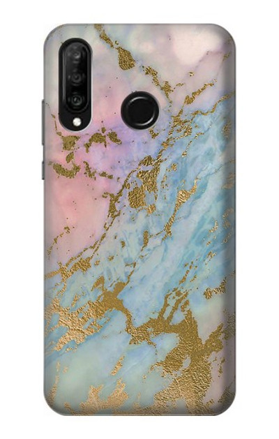 S3717 Rose Gold Blue Pastel Marble Graphic Printed Case Cover Custodia per Huawei P30 lite