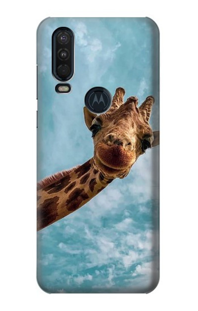 S3680 Cute Smile Giraffe Case Cover Custodia per Motorola One Action (Moto P40 Power)