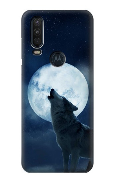 S3693 Grim White Wolf Full Moon Case Cover Custodia per Motorola One Action (Moto P40 Power)