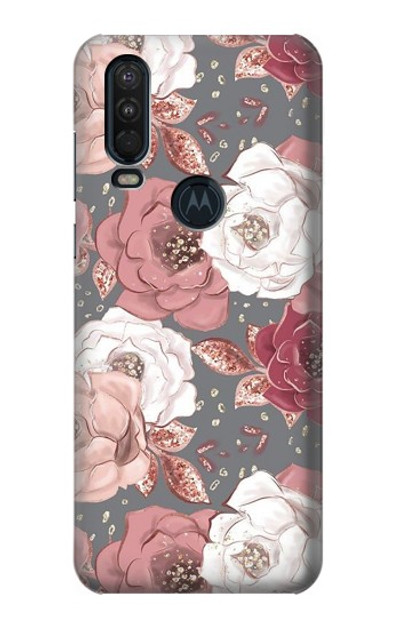 S3716 Rose Floral Pattern Case Cover Custodia per Motorola One Action (Moto P40 Power)