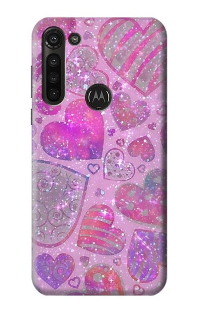 S3710 Pink Love Heart Case Cover Custodia per Motorola Moto G8 Power
