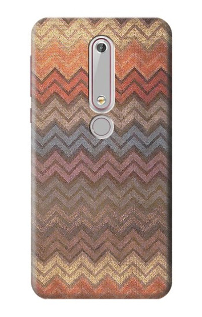 S3752 Zigzag Fabric Pattern Graphic Printed Case Cover Custodia per Nokia 6.1, Nokia 6 2018