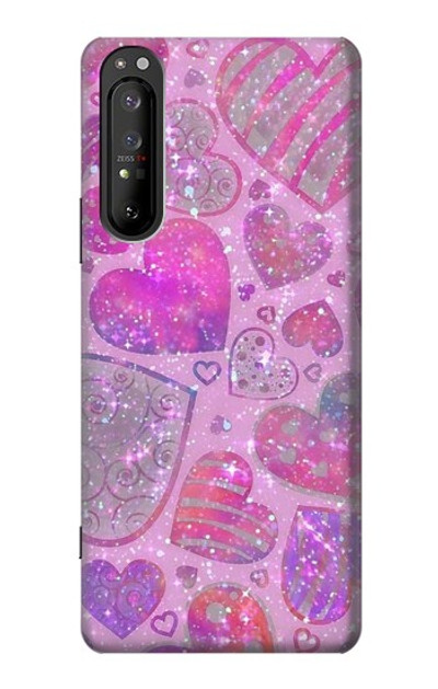 S3710 Pink Love Heart Case Cover Custodia per Sony Xperia 1 II