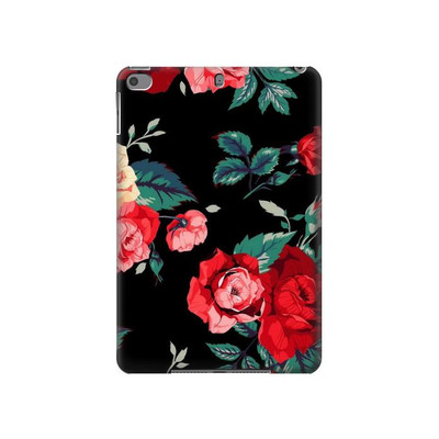 S3112 Rose Floral Pattern Black Case Cover Custodia per iPad mini 4, iPad mini 5, iPad mini 5 (2019)