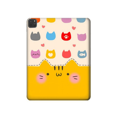 S2442 Cute Cat Cartoon Funny Case Cover Custodia per iPad Pro 11 (2021,2020,2018, 3rd, 2nd, 1st)