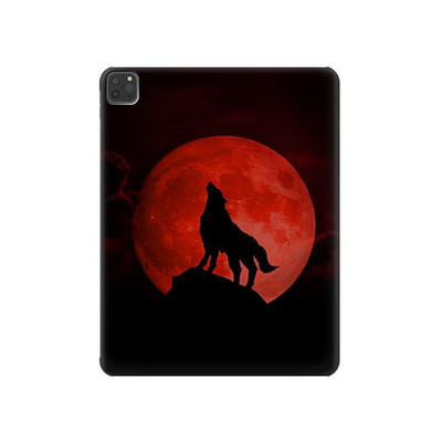 S2955 Wolf Howling Red Moon Case Cover Custodia per iPad Pro 11 (2021,2020,2018, 3rd, 2nd, 1st)