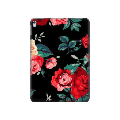 S3112 Rose Floral Pattern Black Case Cover Custodia per iPad Air 2, iPad 9.7 (2017,2018), iPad 6, iPad 5