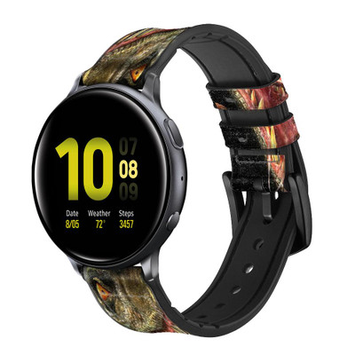 CA0126 T-Rex Dinosaur Cinturino in pelle e silicone Smartwatch per Samsung Galaxy Watch, Gear, Active
