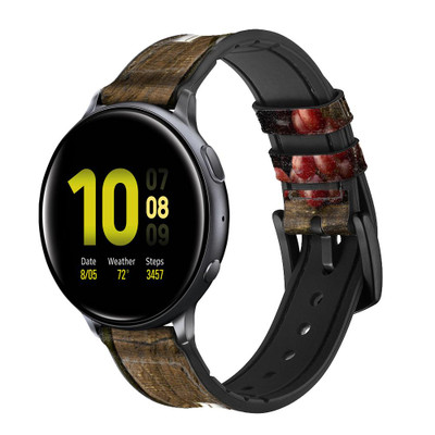 CA0162 Grapes Bottle and Glass of Red Wine Cinturino in pelle e silicone Smartwatch per Samsung Galaxy Watch, Gear, Active