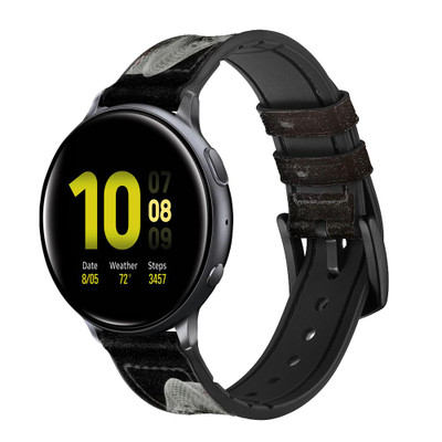 CA0181 Black Mamba Snake Cinturino in pelle e silicone Smartwatch per Samsung Galaxy Watch, Gear, Active