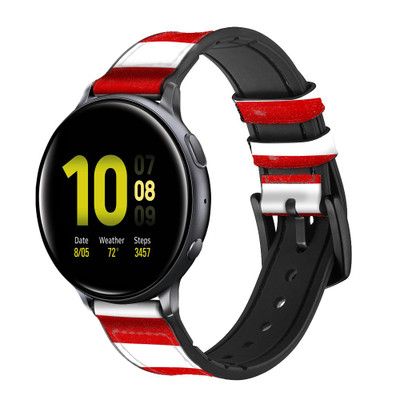 CA0285 Red and White Striped Cinturino in pelle e silicone Smartwatch per Samsung Galaxy Watch, Gear, Active CA0285 Red and White Striped Cinturino in pelle e silicone Smartwatch per Samsung Galaxy Watch, Gear, Active