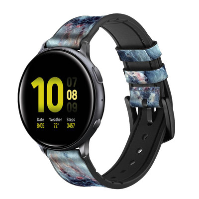 CA0408 Blue Marble Texture Graphic Printed Cinturino in pelle e silicone Smartwatch per Samsung Galaxy Watch, Gear, Active