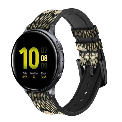CA0414 King Cobra Snake Skin Graphic Printed Cinturino in pelle e silicone Smartwatch per Samsung Galaxy Watch, Gear, Active