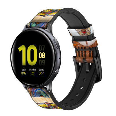 CA0470 Jukebox Music Playing Device Cinturino in pelle e silicone Smartwatch per Samsung Galaxy Watch, Gear, Active