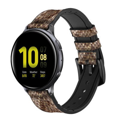 CA0481 Rattle Snake Skin Graphic Printed Cinturino in pelle e silicone Smartwatch per Samsung Galaxy Watch, Gear, Active