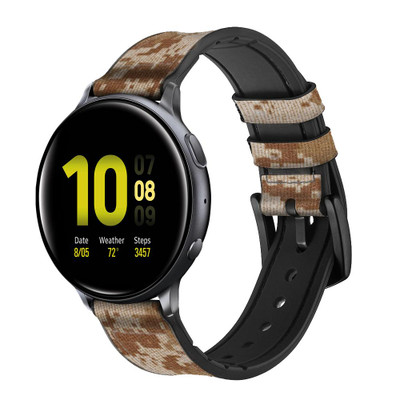 CA0517 Desert Digital Camo Camouflage Cinturino in pelle e silicone Smartwatch per Samsung Galaxy Watch, Gear, Active