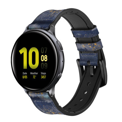 CA0674 Gold Star Sky Cinturino in pelle e silicone Smartwatch per Samsung Galaxy Watch, Gear, Active