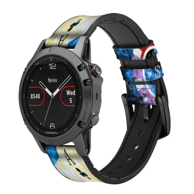 CA0043 Casino Cinturino in pelle e silicone Smartwatch per Garmin Smartwatch