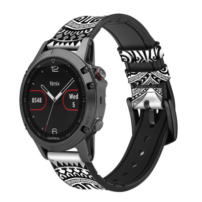 CA0191 Maori Tattoo Cinturino in pelle e silicone Smartwatch per Garmin Smartwatch