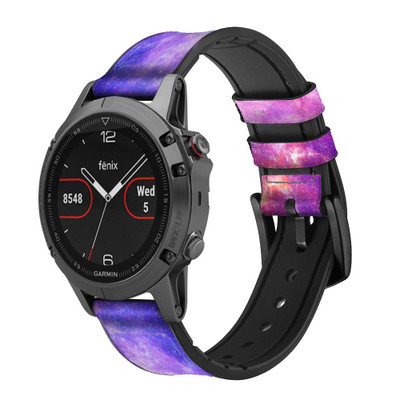 CA0242 Milky Way Galaxy Cinturino in pelle e silicone Smartwatch per Garmin Smartwatch