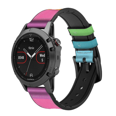 CA0284 Rainbow Pattern Cinturino in pelle e silicone Smartwatch per Garmin Smartwatch