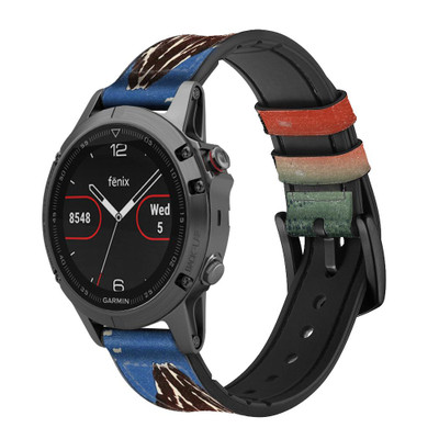 CA0299 Katsushika Hokusai Red Fuji Cinturino in pelle e silicone Smartwatch per Garmin Smartwatch