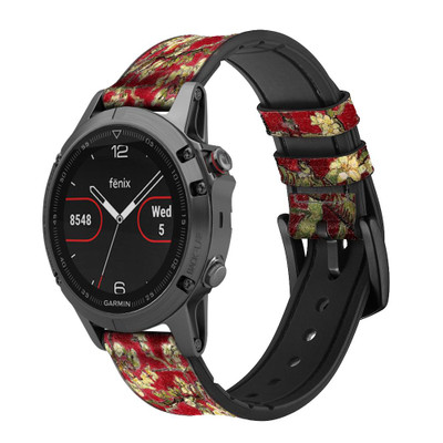 CA0309 Red Blossoming Almond Tree Van Gogh Cinturino in pelle e silicone Smartwatch per Garmin Smartwatch