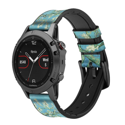 CA0410 Vincent Van Gogh Almond Blossom Cinturino in pelle e silicone Smartwatch per Garmin Smartwatch