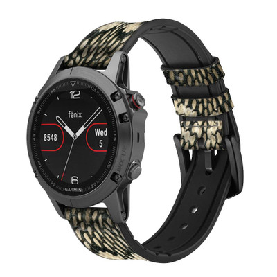 CA0414 King Cobra Snake Skin Graphic Printed Cinturino in pelle e silicone Smartwatch per Garmin Smartwatch