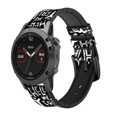 CA0425 Hey Hi Hello Art Pattern Cinturino in pelle e silicone Smartwatch per Garmin Smartwatch