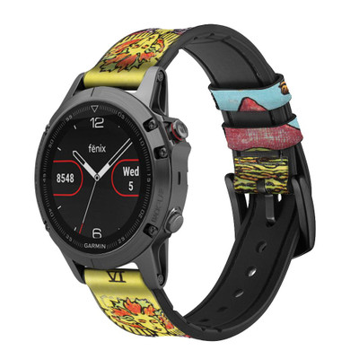 CA0430 Lovers Tarot Card Cinturino in pelle e silicone Smartwatch per Garmin Smartwatch