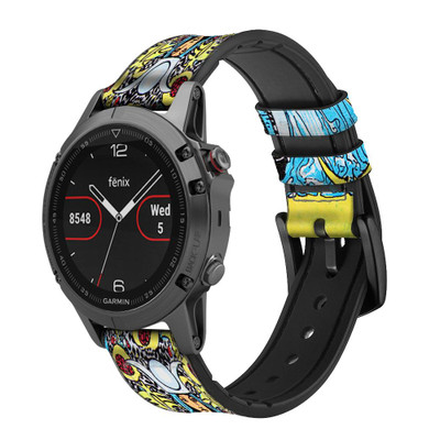 CA0460 The High Priestess Vintage Tarot Card Cinturino in pelle e silicone Smartwatch per Garmin Smartwatch