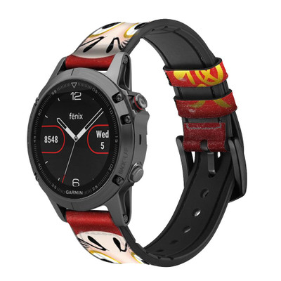 CA0461 Japan Daruma Doll Cinturino in pelle e silicone Smartwatch per Garmin Smartwatch