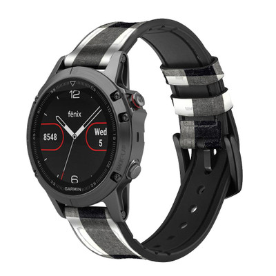 CA0464 Black and White Buffalo Check Pattern Cinturino in pelle e silicone Smartwatch per Garmin Smartwatch