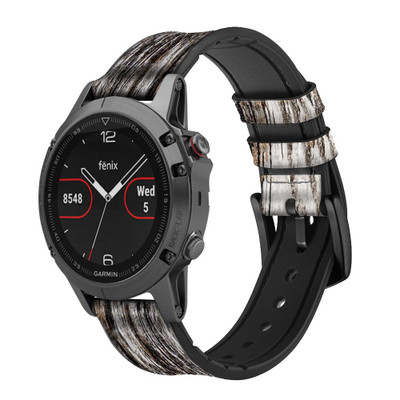 CA0466 Old Wood Bark Graphic Cinturino in pelle e silicone Smartwatch per Garmin Smartwatch