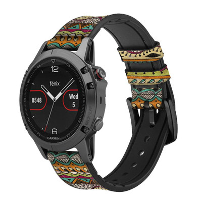 CA0474 Aztec Boho Hippie Pattern Cinturino in pelle e silicone Smartwatch per Garmin Smartwatch