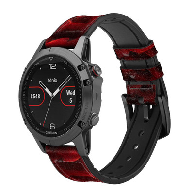CA0483 Red Arowana Fish Scale Cinturino in pelle e silicone Smartwatch per Garmin Smartwatch