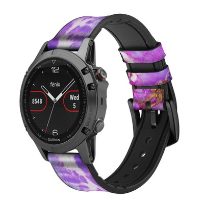 CA0500 Purple Turquoise Stone Cinturino in pelle e silicone Smartwatch per Garmin Smartwatch