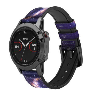 CA0658 Crescent Moon Galaxy Cinturino in pelle e silicone Smartwatch per Garmin Smartwatch