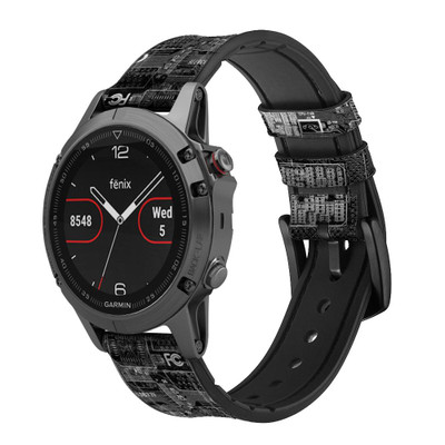 CA0732 Bug Circuit Board Graphic Cinturino in pelle e silicone Smartwatch per Garmin Smartwatch