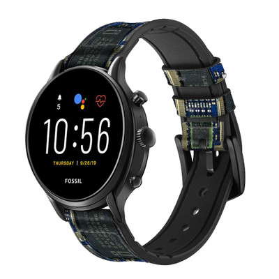CA0004 Curcuid Board Cinturino in pelle e silicone Smartwatch per Fossil Smartwatch