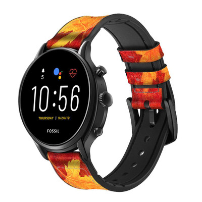 CA0056 Maple Leaf Cinturino in pelle e silicone Smartwatch per Fossil Smartwatch