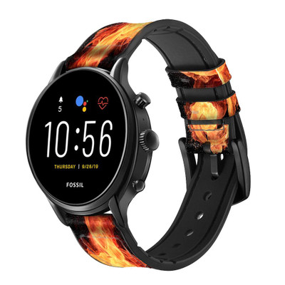 CA0057 Music Note Burn Cinturino in pelle e silicone Smartwatch per Fossil Smartwatch