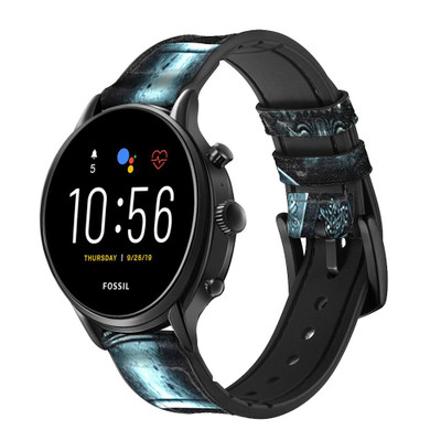 CA0095 Skull Soldier Zombie Cinturino in pelle e silicone Smartwatch per Fossil Smartwatch
