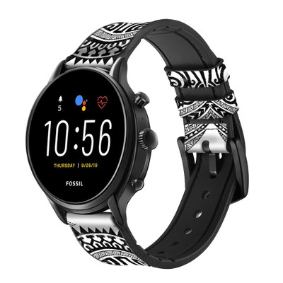 CA0191 Maori Tattoo Cinturino in pelle e silicone Smartwatch per Fossil Smartwatch